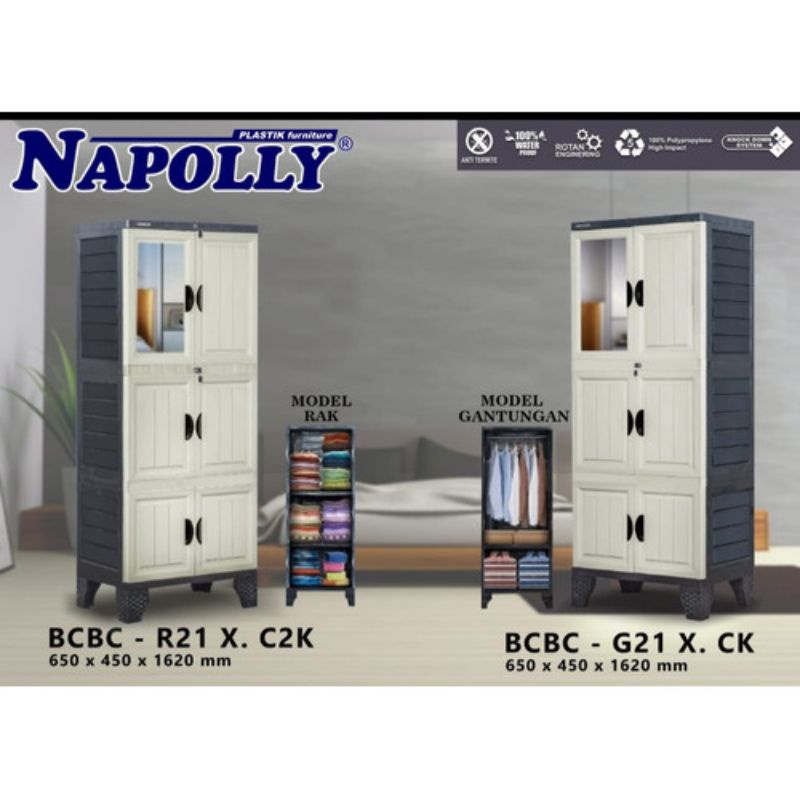 Lemari Napolly BCBC G21 X. CK/ BCBC R21 X.  C2K warna white/Putih "NEW"