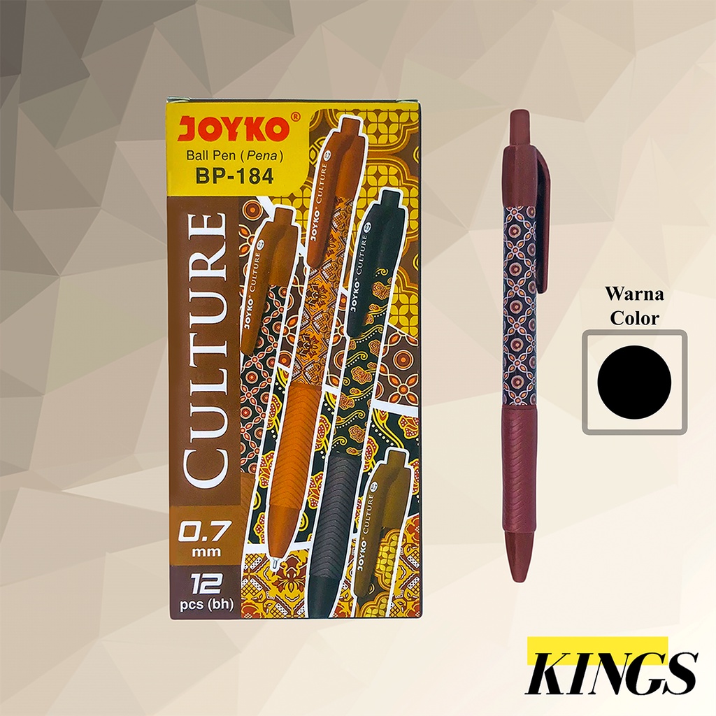 

12 PCS Joyko Ball Pen / Pen / Pena / Bolpen / Pulpen Culture 0.7 mm Black (Hitam) BP-184
