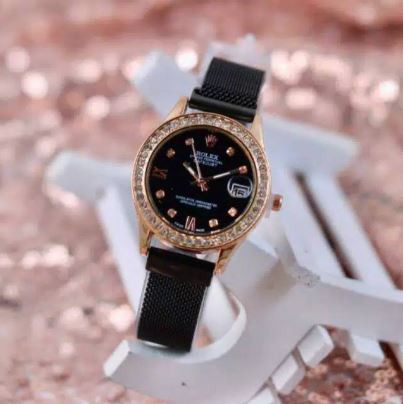 Jam Tangan Wanita Rolex Magnet Diamond Romawi Tanggal Aktif