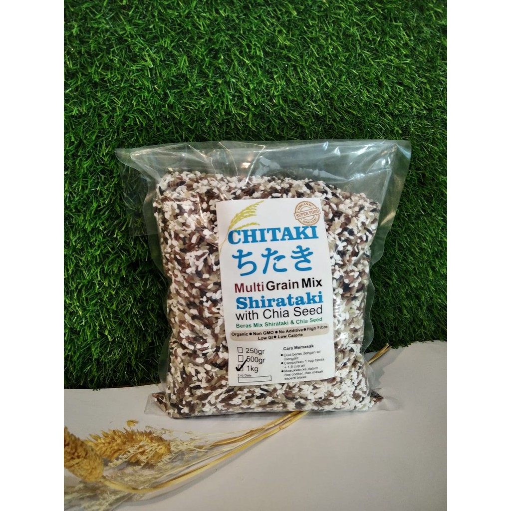 Chitaki Beras Shirataki Mix (Beras Merah, Coklat, Hitam, Chia Seed) 1 kg