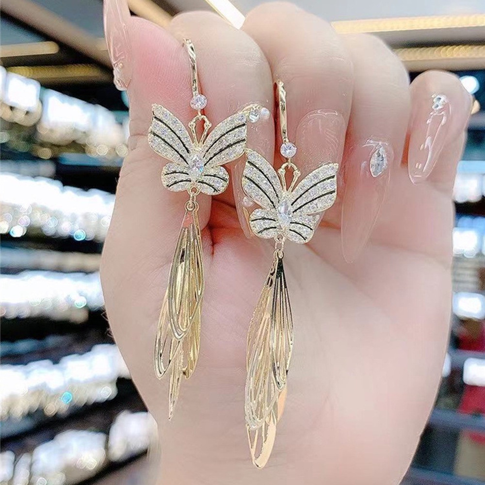 Anting Gantung Panjang Model Pita Rumbai Mewah Gaya Jepang / Korea Untuk Wanita