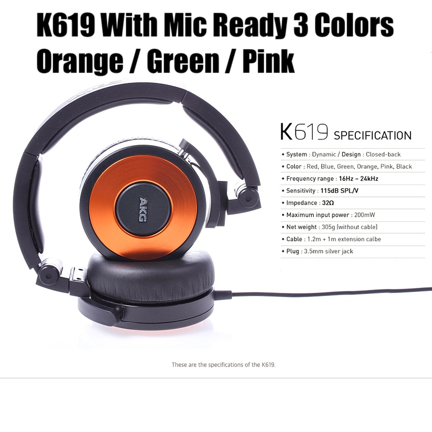 Original Harman AKG K618 K619 Premium DJ Headphone On Ear With Mic