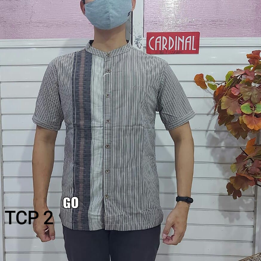 gof M-L CARDINAL KEMEJA KOKO Taqwa Pakaian Pria Original Baju Muslim Salur Lengan Pendek TCP