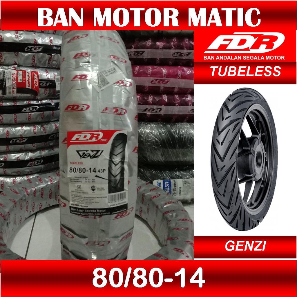 Ban tubles fdr genzi ukuran 80/80 ring 14 ban depan motor matic fino 125 fi dan lain lain