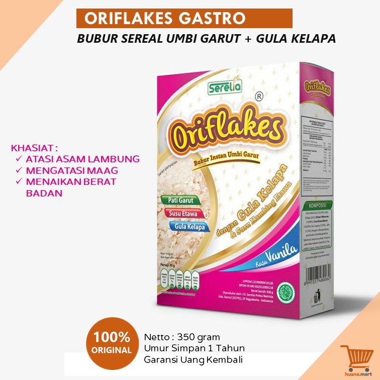 ORIFLAKES Sereal Umbi Garut GASTRO Sarapan Sehat Solusi Maag Asam Lambung GERD 350 gram