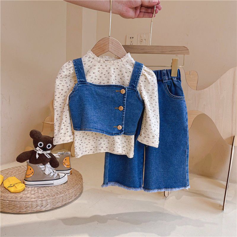 (LOLI-JKT) BS-323 SETELAN 3IN1 ANAK CEWEK VEST CELANA FLARE SIZE 100-140