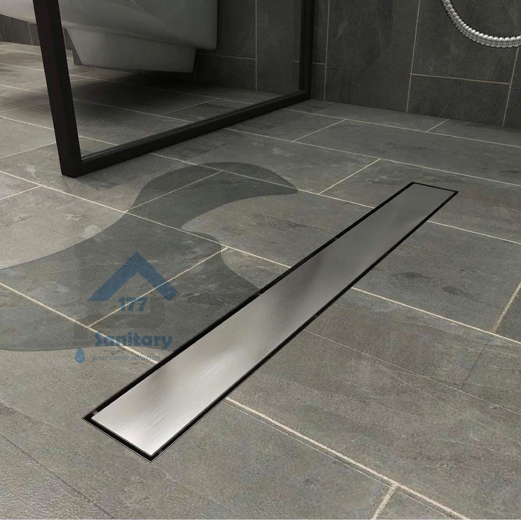 Saringan got air Tile Drain  panjang 60cm stainless 304 Tebal T96SS-Floor smart Drain long minimalis isi keramik