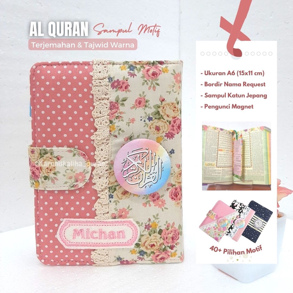 Al Quran AL QURAN A6 TAJWID WARNA TERJEMAHAN CUSTOM NAMA SAMPUL MOTIF / KATALOG A6 RHN(C7B0) Alquran