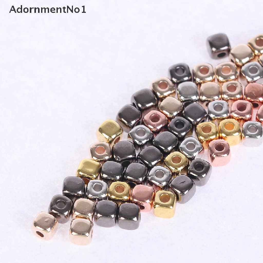 (AdornmentNo1) 3 / 4mm Manik-Manik Akrilik Bentuk Kotak Untuk Membuat Perhiasan DIY