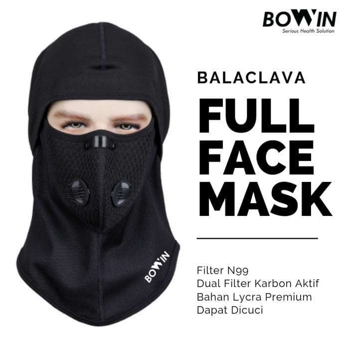 Bowin Masker Balaclava Full Face - Filter N99CV (Masker Motor - Ninja)