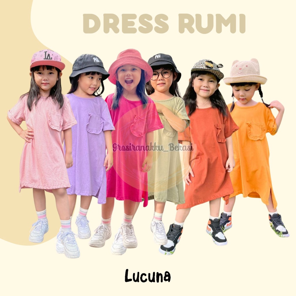 Dress Anak Oversize Lucuna Rumi Mix Warna Size 1-5thn