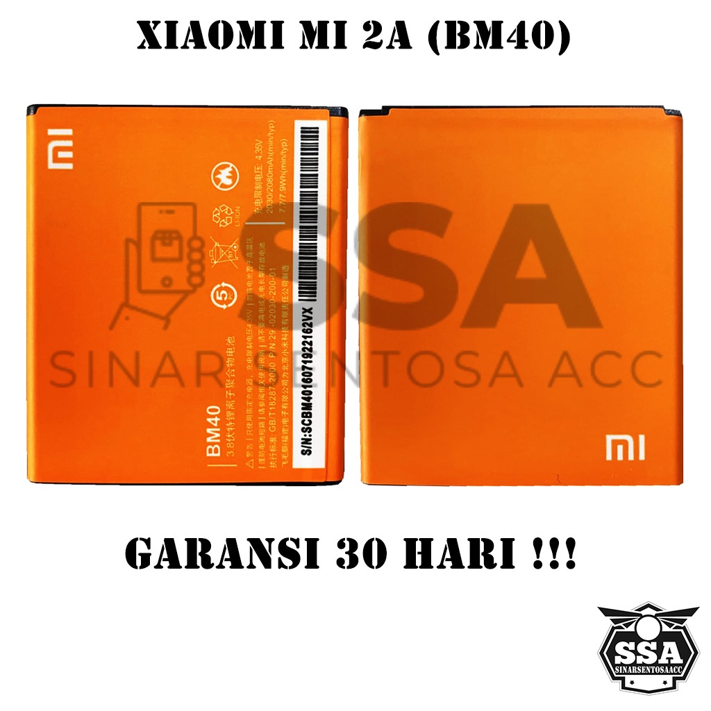 Baterai Xiaomi Mi 2a BM40 Mi2a Xiaomi2A Redmi BM 40 Original OEM Batu Batere Batre Battery Batrai Batrei ori hp Xiao Mi Garansi