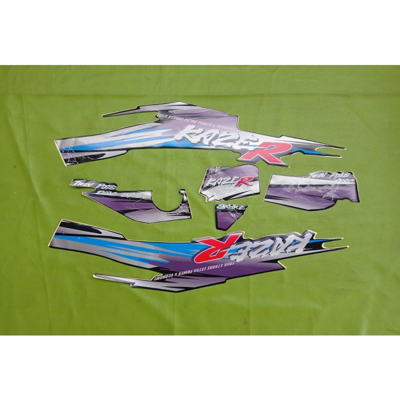 striping sticker stiker strip list body bodi Kawasaki KAZE R lama warna ungu