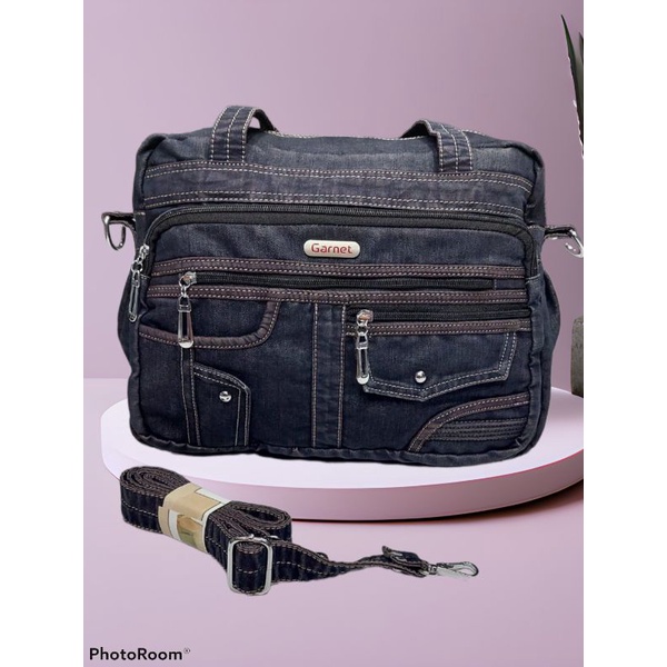 Tas slempang wanita bahan jeans denim tebal