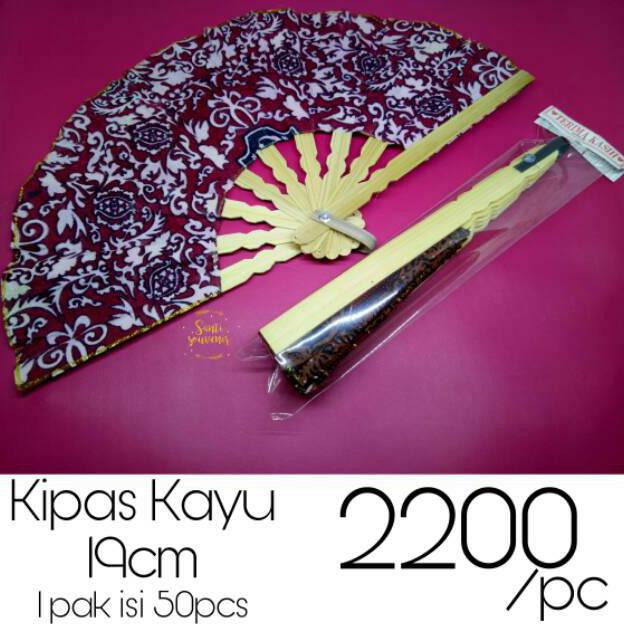 Souvenir Pernikahan Kipas Kayu 19cm isi 50pcs