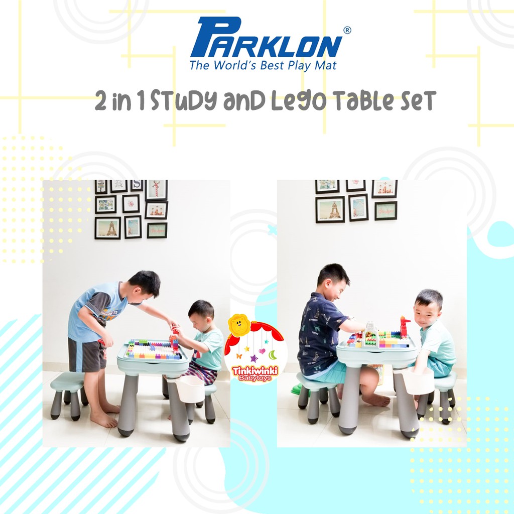 Parklon 2 in 1 Study and Lego table FREE BLOCKS KONFIRMASI ONGKIR