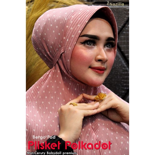 Jilbab Bergo Pad Plisket Polkadot Yuniza Ori Nazilla