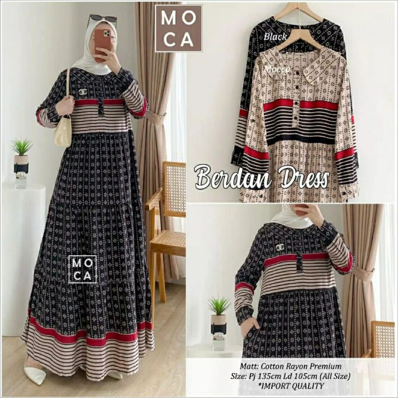 Berdan Dress, GAMIS MUSLIM CANTIK FIT XL LD 104 BAHAN KATUN RAYON PREMIUM TERMURAH MODIS KEKINIAN OOTD