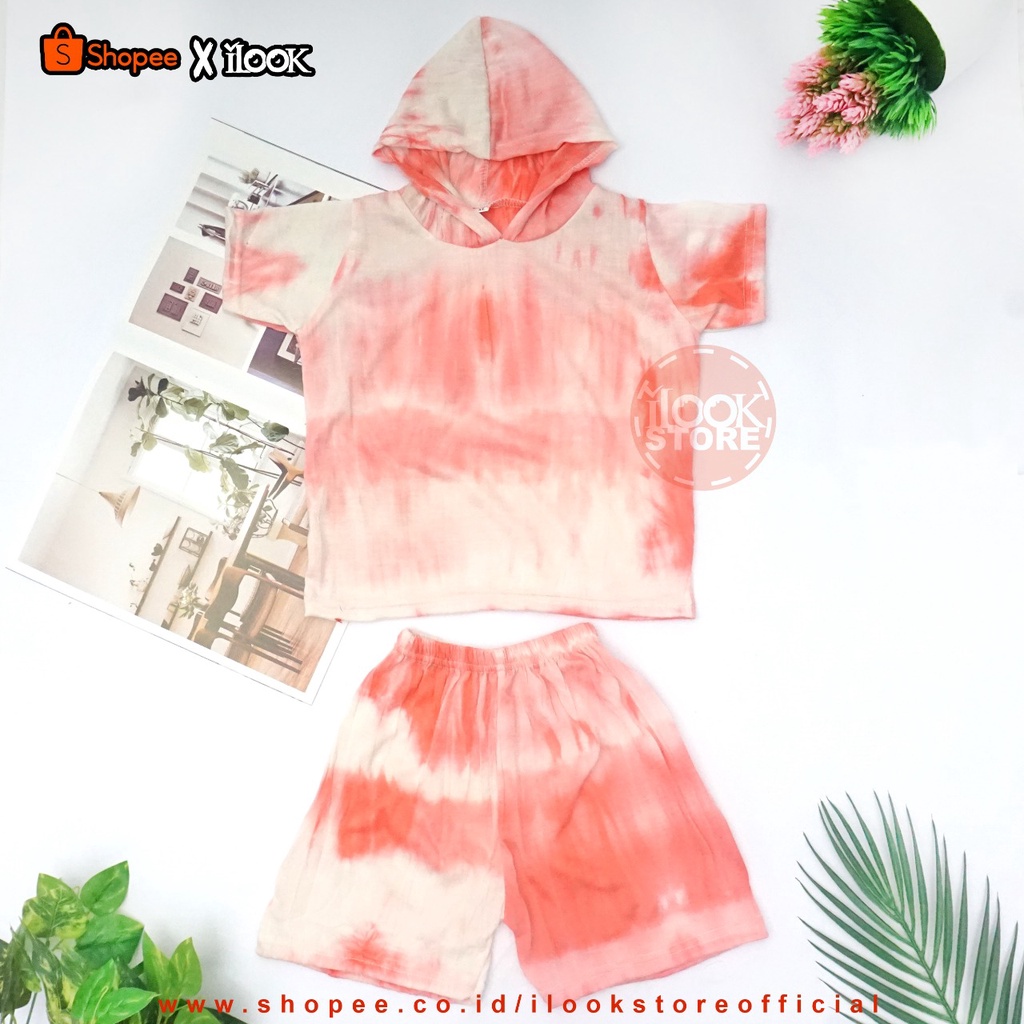 ilook | Set Hoodie Anak Smoke | Setelan Baju Anak Laki Laki | Setelan Kaos T-shirt Hoodie Lengan Pendek