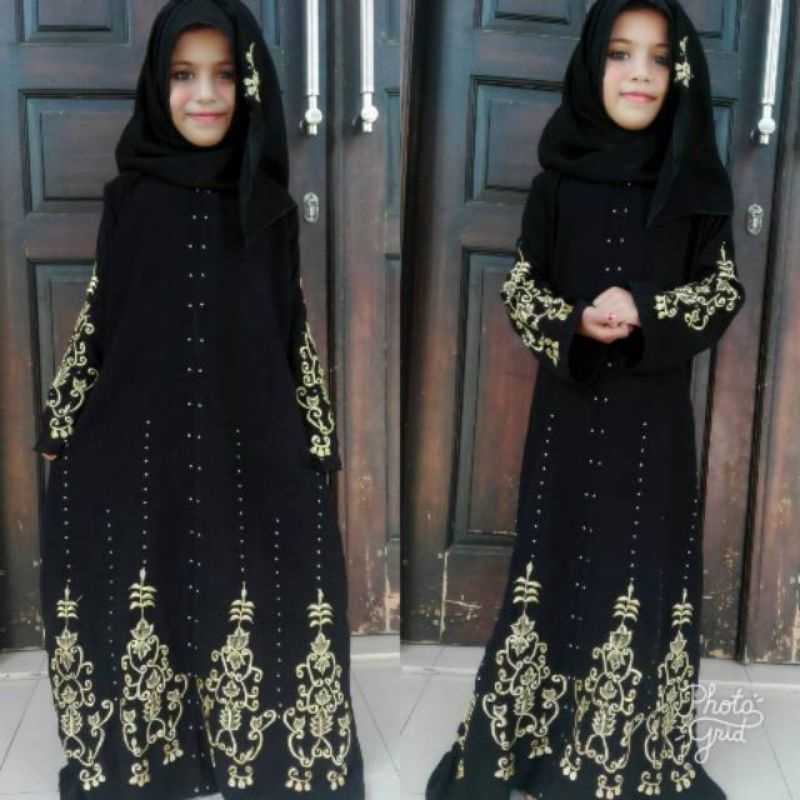 Gallery Exclusive Abaya Hitam Gamis Bordir Turkey Anak Hamari Gold