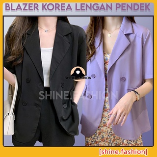 Image of Blazer Korea import Wanita Lengan Pendek Outerwear Potongan Longgar Warna Solid impor 3121D