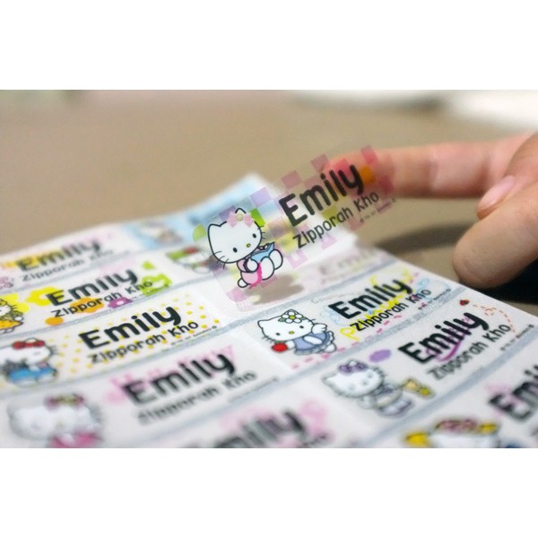 

LABEL NAMA Waterproof HELLOKITTY TRANSPARAN