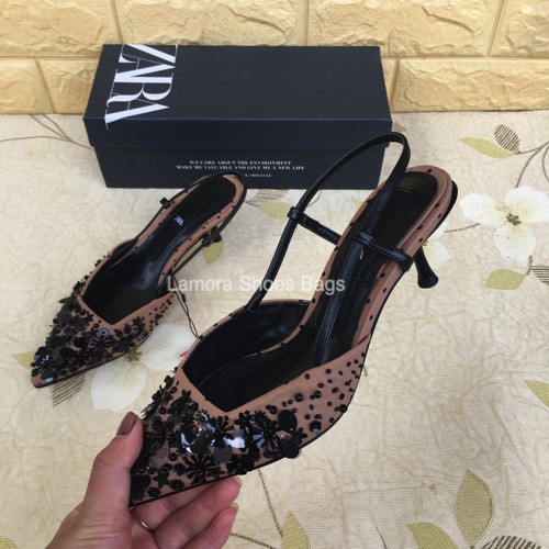 SEPATU ZR-126 SLINGBACK HIGH HEELS WITH SEQUINS