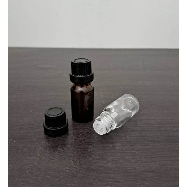 botol kaca 10ml tutup filler hitam / botol essential oil 10ml