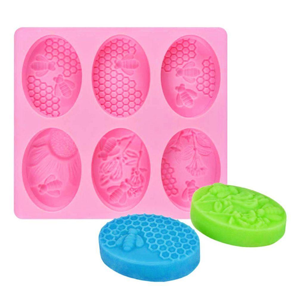 R-flower Soap Mold 6rongga Clay Tools Bee Oval Honeycomb Handmade Kue Cetakan Resin