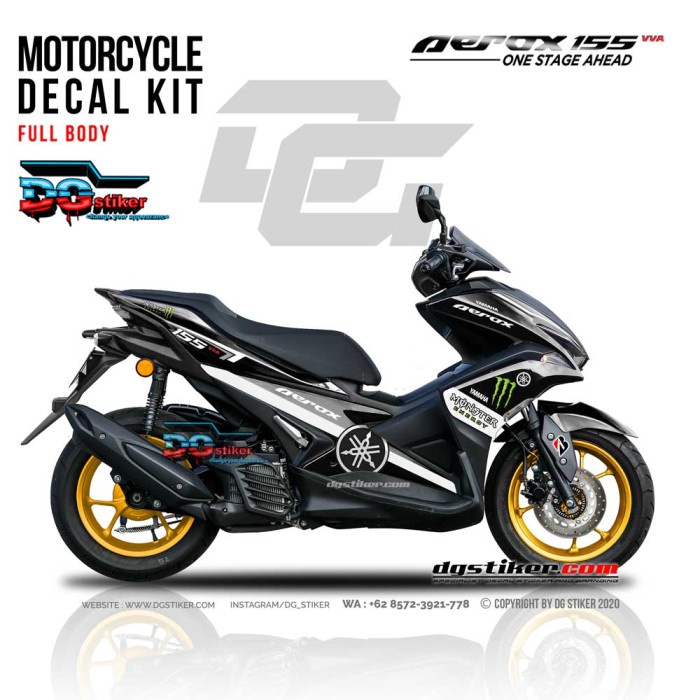 Decal sticker Aerox 155 Hitam DG Stiker