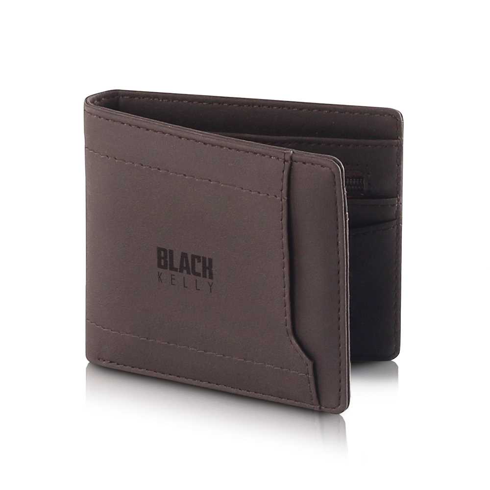 Dompet Lipat Pria Bahan Kulit PU Premium Synthetic Leather Blackkelly Original