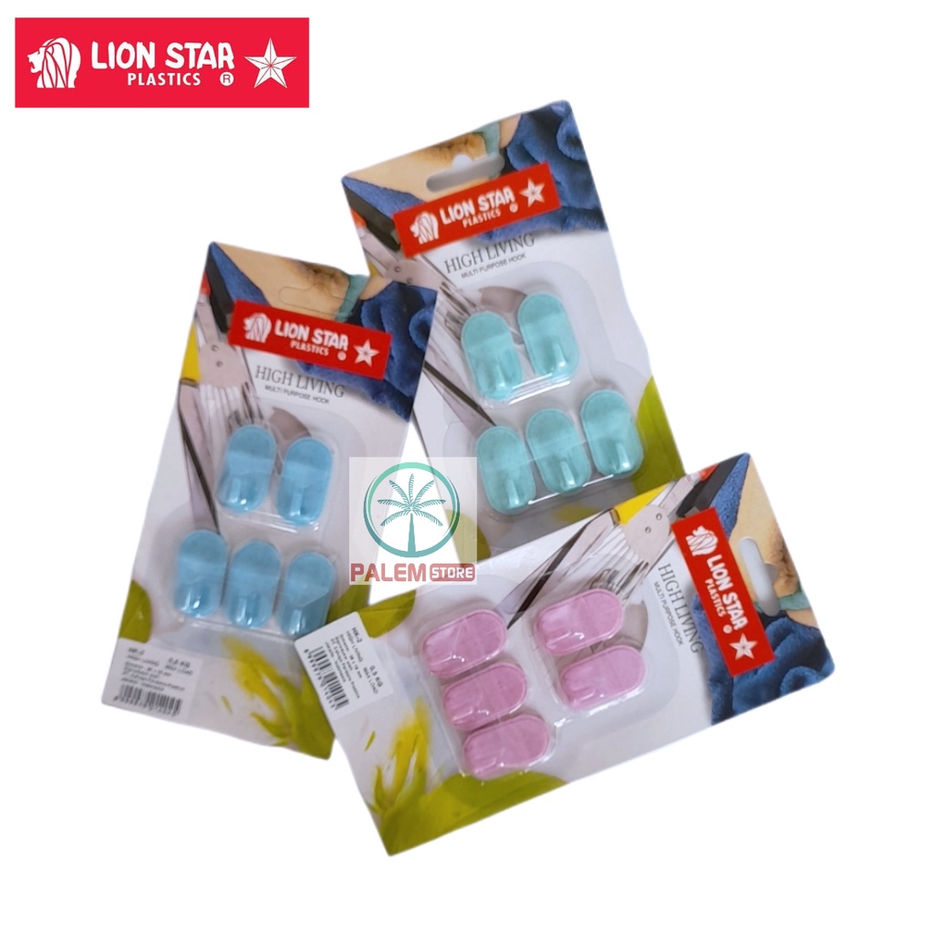 Multi Purpose Hook Gantungan Tempel Lionstar HK-3 Isi 3 Pcs | Gantungan Tempel Lionstar HK-2 Isi 5 Pcs