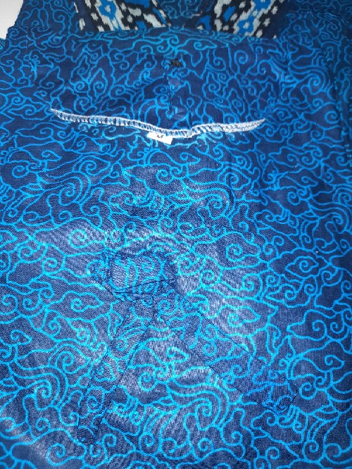 Batik Couple Keluarga Sania Ruffle Ori Ndoro Jowi Dnt Motif Mego Mendung  Biru Termurah Shopee