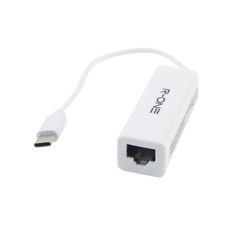 CONVERTER USB TYPE C TO LAN RJ45 / R-ONE USB TYPE-C ETHERNET ADAPTER / KONEKTOR KABEL LAN DARI TYPEC - TEKNO KITA