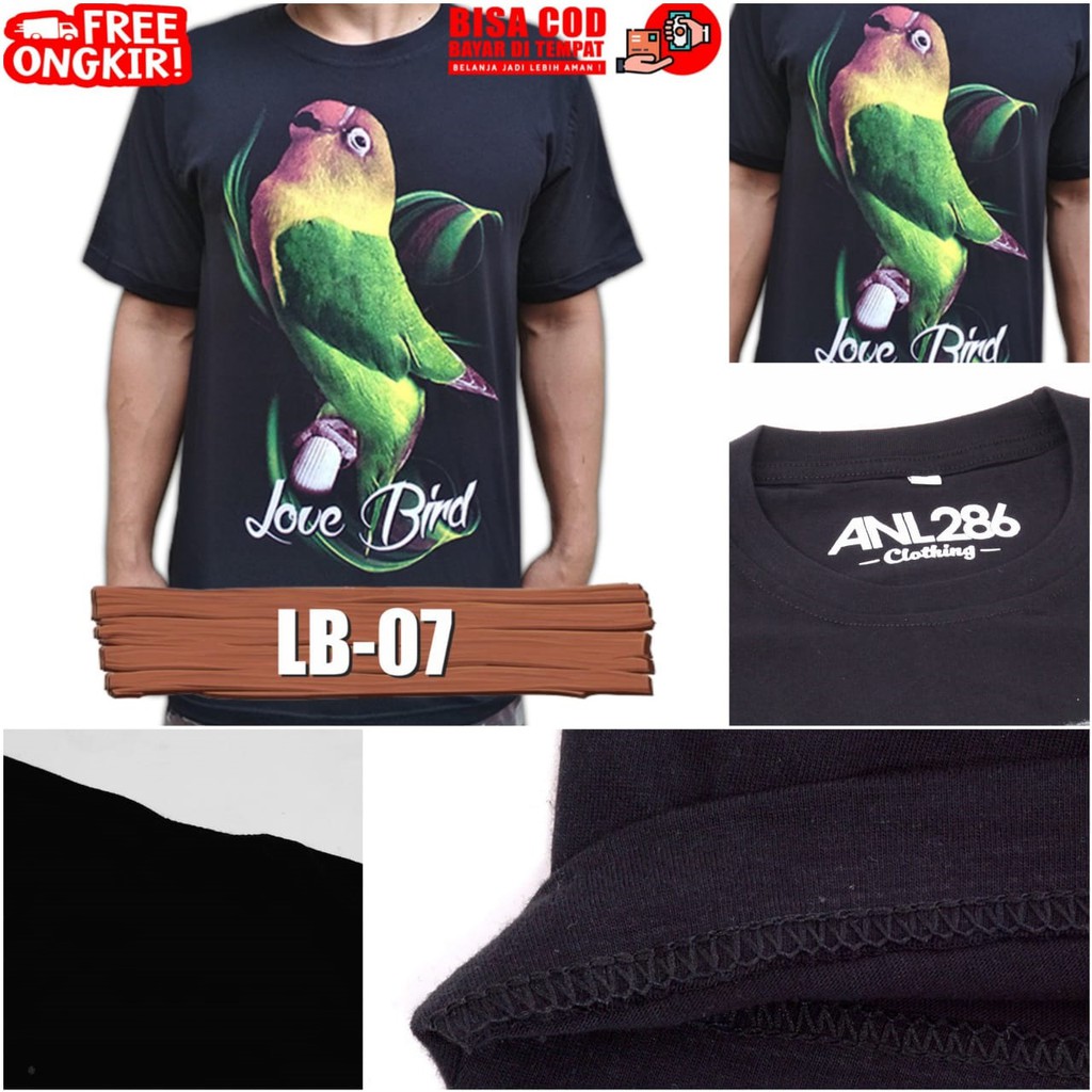 LB07,  Kaos Burung Lovebird, Baju Burung Kicau, Kaos Gambar Burung, Kaos Lovebird, Baju Lovebird