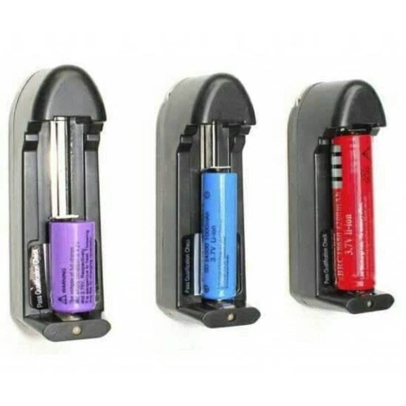 Alat Charger Baterai 18650 16340 dan 14500 1 Slot Casan Baterai 3.7 V
