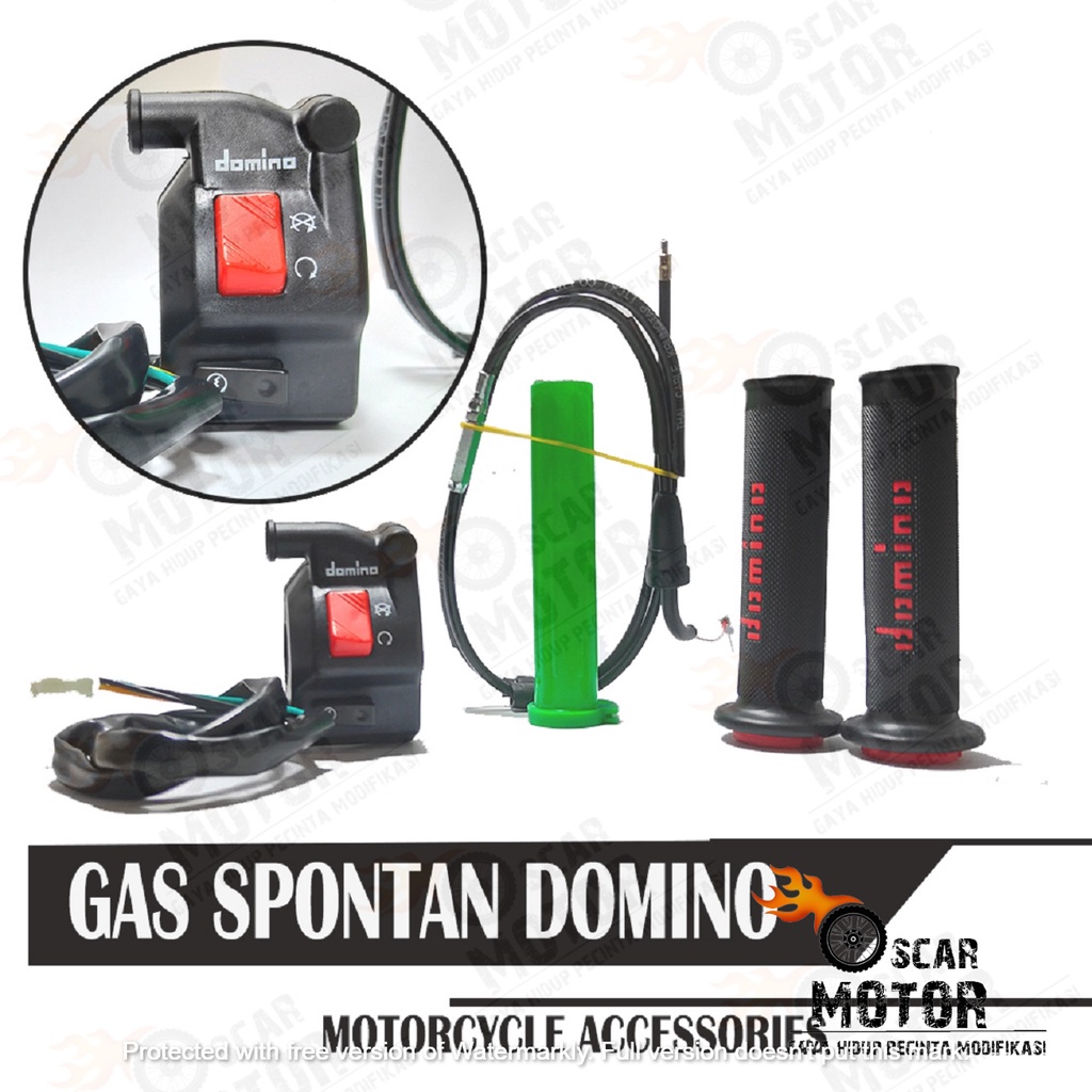 Gas Spontan Domino Set 1 Kabel Plus 2 Tombol Starter Dan Engine dan Handgrip Stang Universal motor