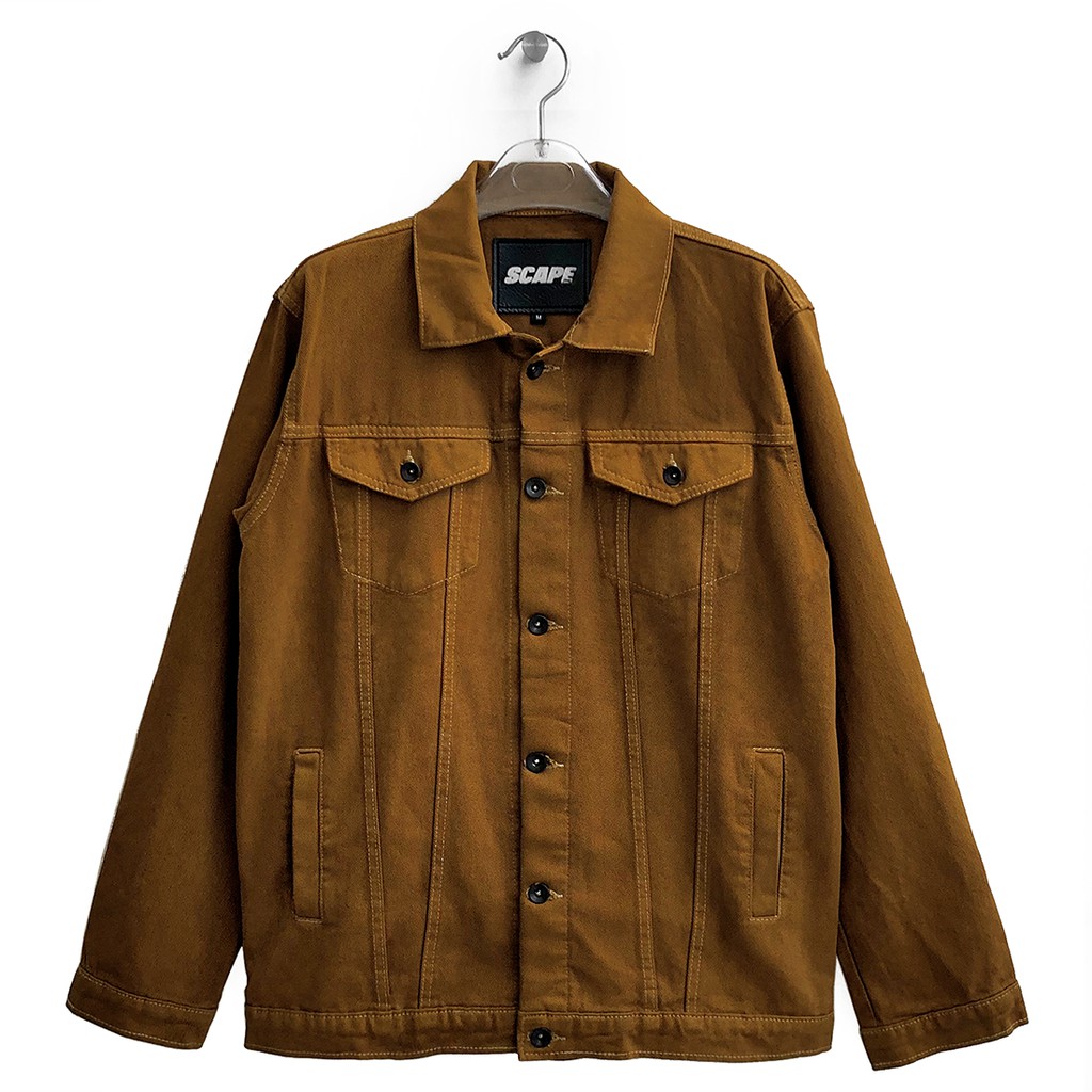 Original Scape Gear Montecarlo Denim Trucker Jacket Jeans Jaket Coklat Muda Brown Wash Pria
