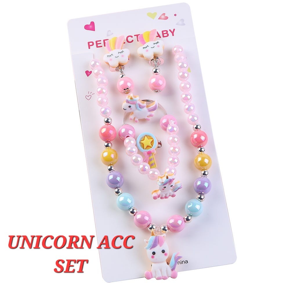 UNICORN ACC SET PERNAK PERNIK AKSESORIS ANTING CINCIN GELANAG KALUNG GIWANG ANAK IMPORT