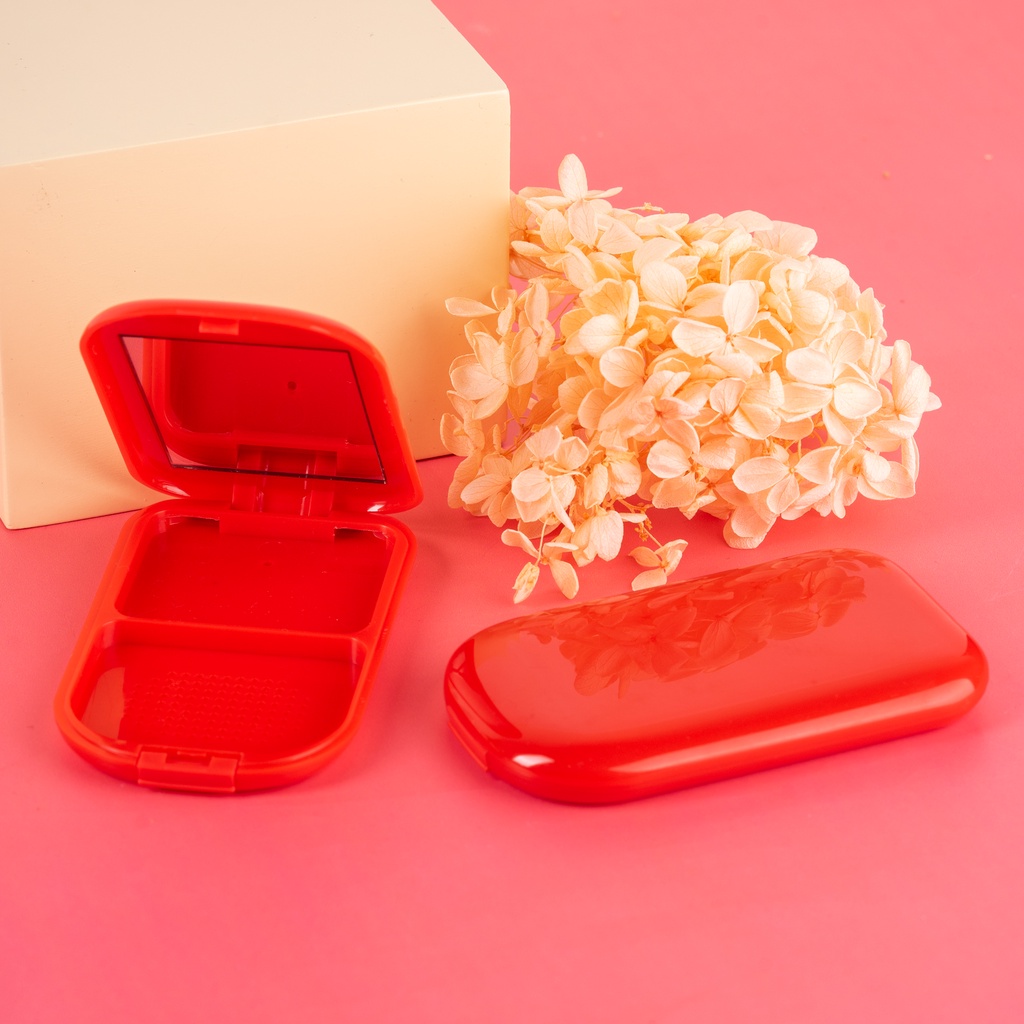 Pot Bedak Padat TWC Warna Merah/Tempat/Wadah/Kemasan kosong Kosmetik