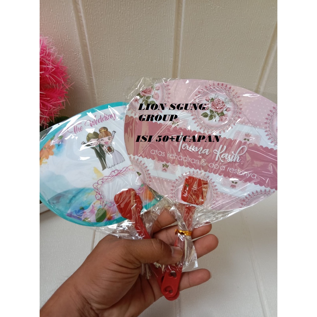 souvenir kipas-Isi 50pcs Souvenir Pernikahan KIPAS WEDDING CANTIK
