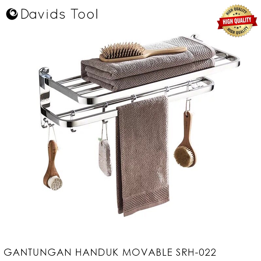 Hanger Handuk Gantungan Stainless Dinding Rak Kamar Mandi Lipat