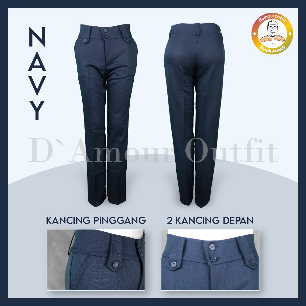 Celana Panjang Wanita Polos Pakaian Kerja Formal Kantoran Clana Bahan Cewek Kantor Dewasa Anak Motif Salur Garis Kotak Slim Fit Highwaist Baggy Pants Tartan Pinggang Karet Perempuan Korean Style Cewe Jumbo Big Size