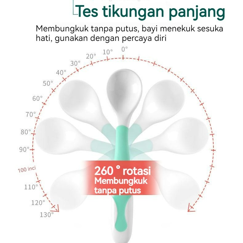 【Debora Mall】Alat Makan Bayi Sendok Bisa Ditekuk Set Sendok Garpu Bengkok Bahan Silikon Safety Spoon Baby Set Sendok Garpu BPA FREE