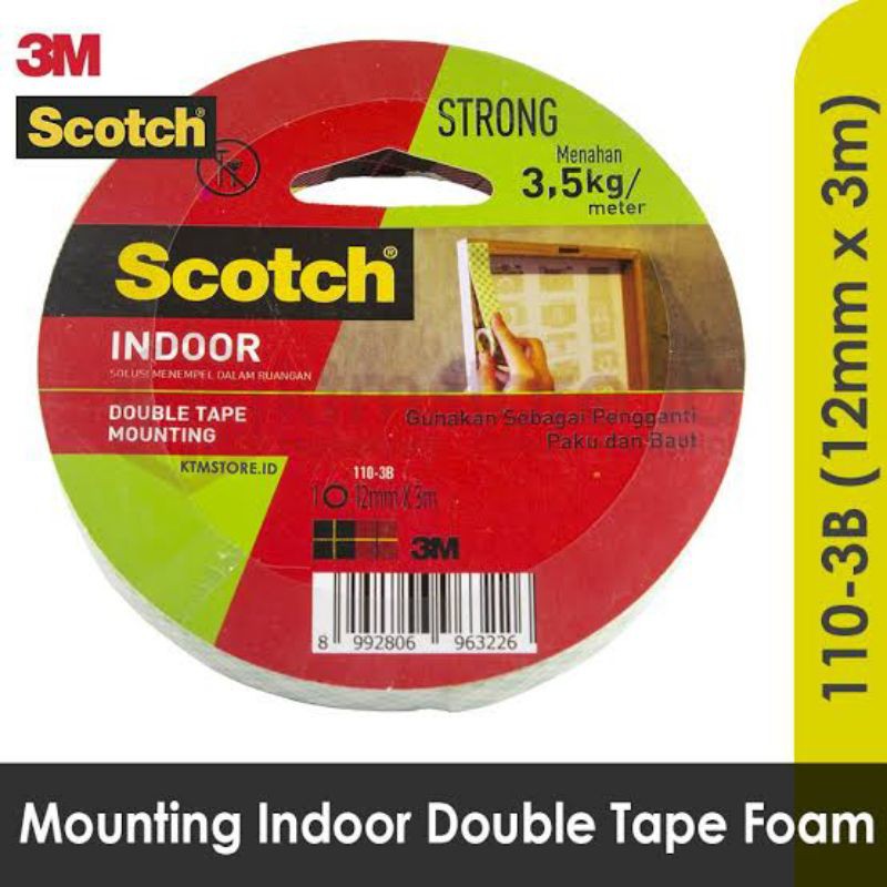 

DOUBLE TAPE 3M MOUNTING 12mmX 3M SCOTCH 110-3A INDOOR 3KG