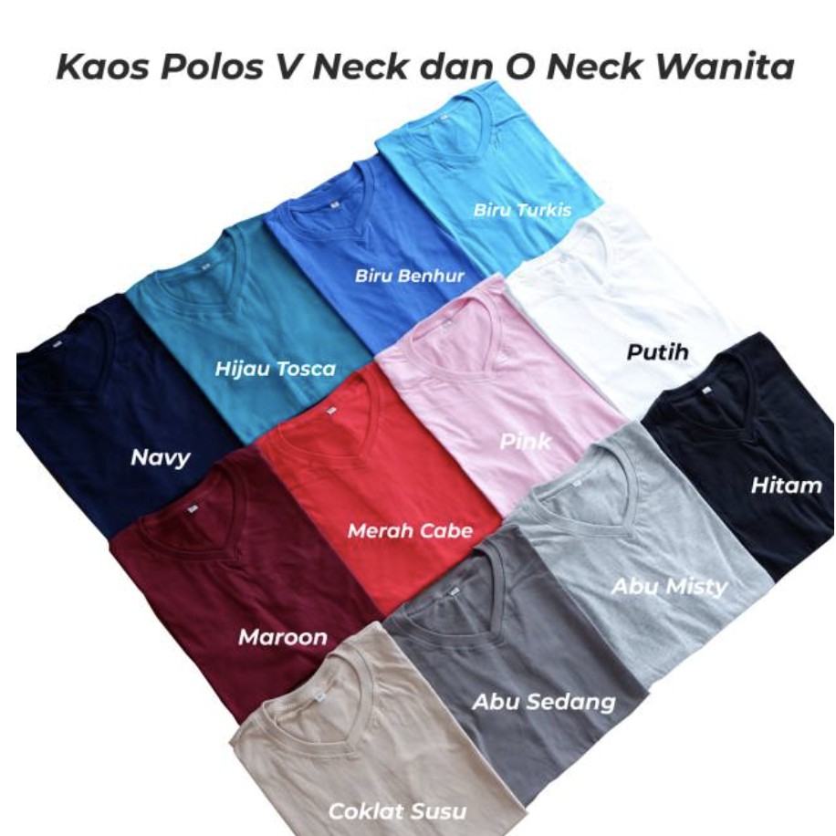 Woman Basic Tee V-Neck / Kaos Polos Wanita Kerah V / Kaos Polos Katun Adem