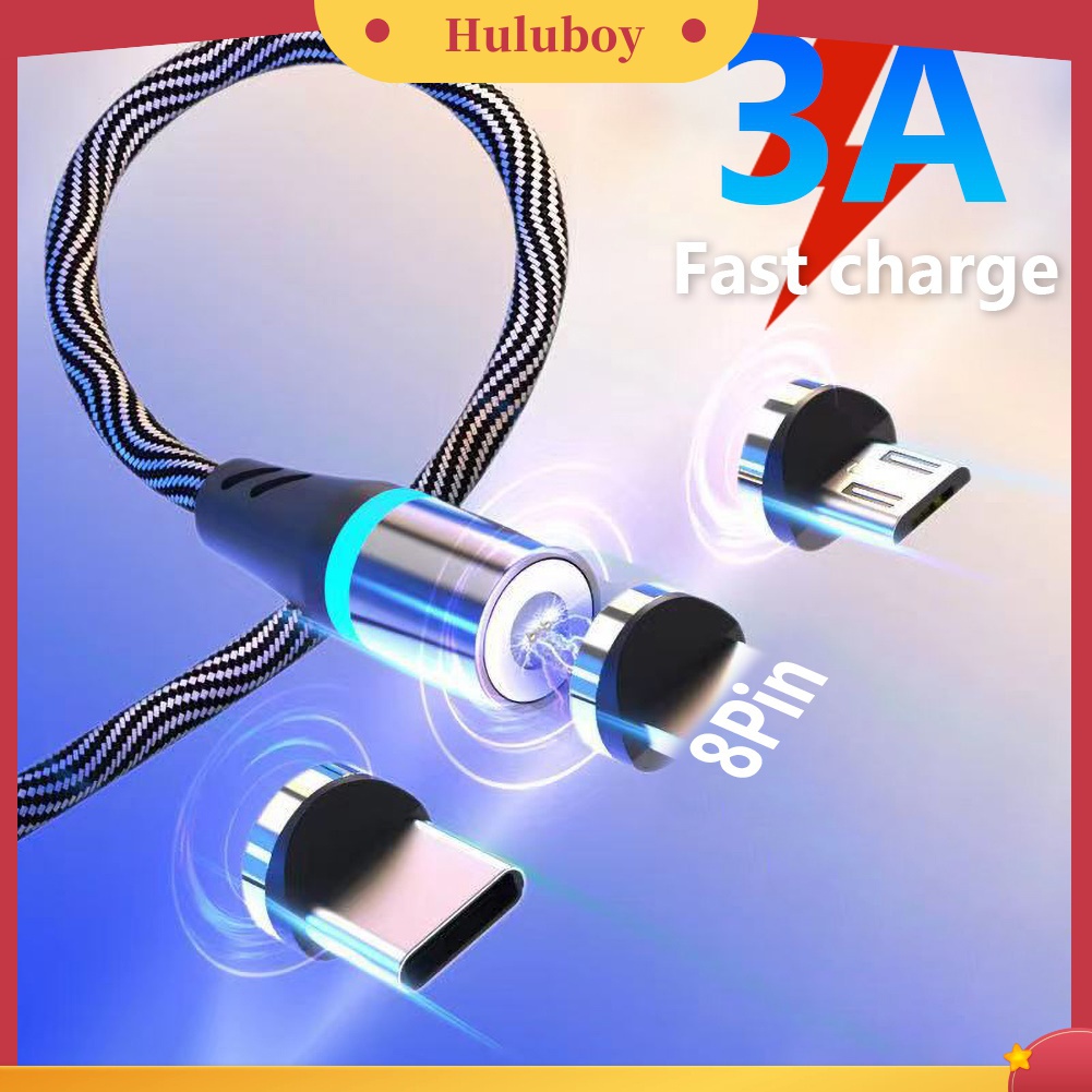 Kabel Data Pengisian Daya Cepat Magnetik 3A Detachable 2 Pin Tipe C Micro USB Untuk iPhone