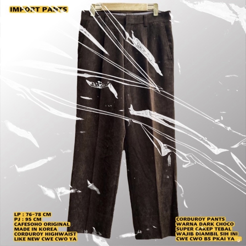 CAFESOHO ORIGINAL/CORDUROY BROWN CHOCO-HIGHWAIST CORDUROY/STRAIGHT CORDUROY/UNISEX CORDUROY/KULOT CO