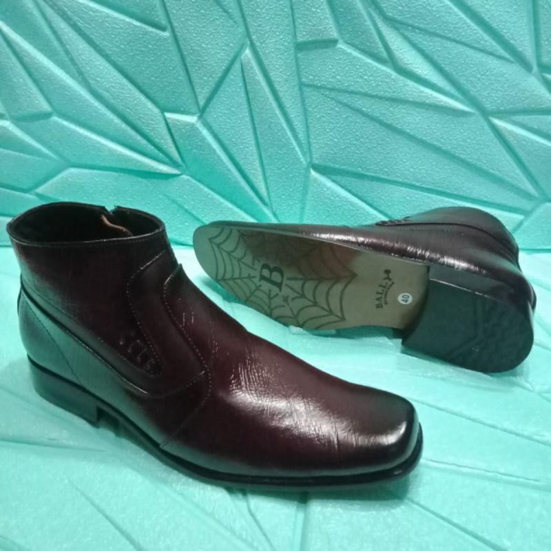 Sepatu Boot Pria Kulit Asli/Merek Bally/Pantofel Formal Pria