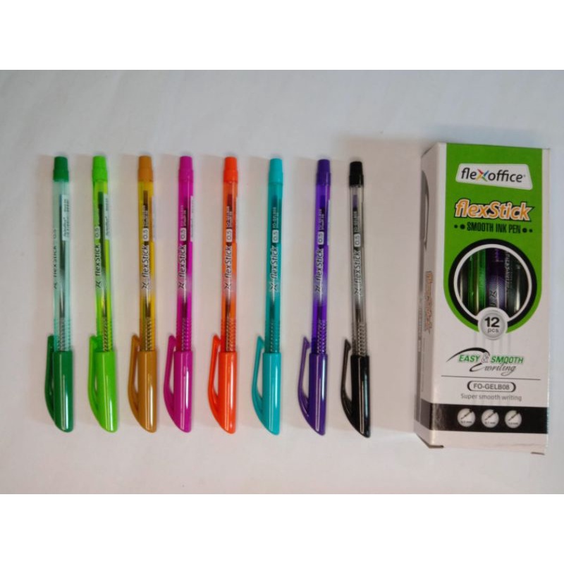 

FLEXSCTICK PEN FLEXOFFICE 12 PCS 0,5 / BOLPOIN WARNA DENGAN TINTA HITAM BERKUALITAS